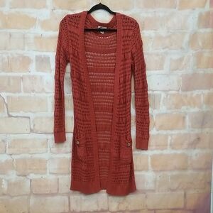Women's Matilda Jane Open Knit Cardigan Sweater - Rust Size Medium